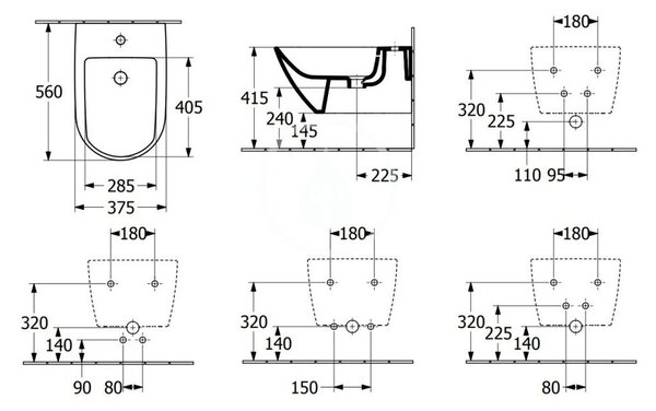 Villeroy & Boch Subway 3.0 - Bidet závesný 375x560 mm, alpská biela 44700001