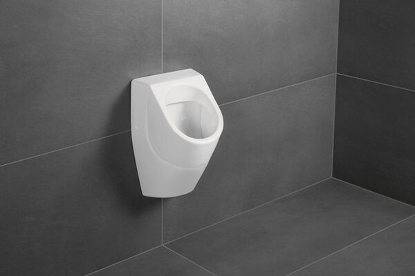 Villeroy & Boch + Schell - Pisoár s tlačným splachovaním, biela/chróm