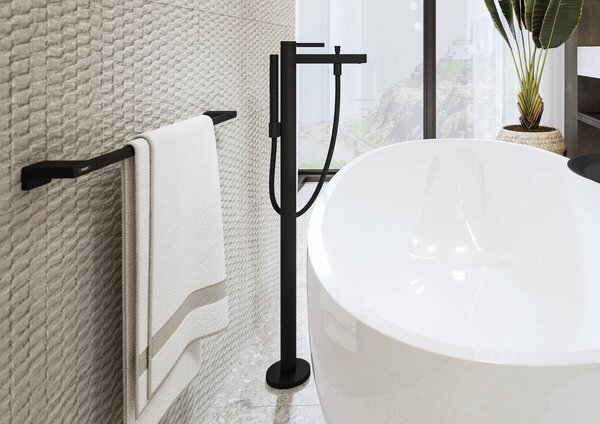 Hansgrohe Finoris - Vaňová batéria na podlahu, čierna matná 76445670