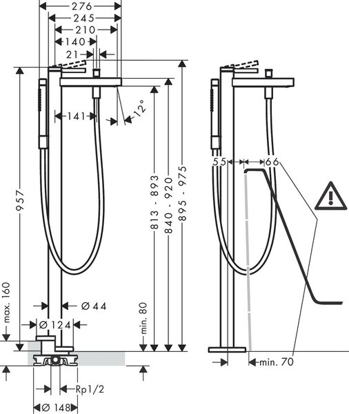 Hansgrohe Finoris - Vaňová batéria na podlahu, chróm 76445000