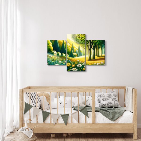 Obraz - Dedina v žlto-zelenej (90x60 cm)