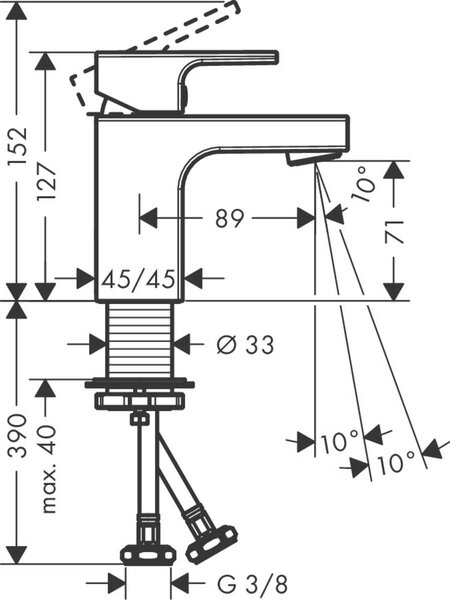 Hansgrohe Vernis Shape - Páková umývadlová batéria 70 bez odtokovej súpravy, chróm 71567000