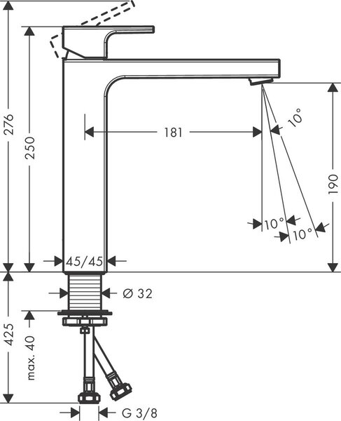 Hansgrohe Vernis Shape - Páková umývadlová batéria 190 bez odtokovej súpravy, chróm 71591000