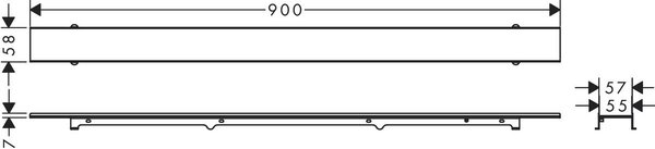 Hansgrohe RainDrain Rock - Vrchná sada sprchového žľabu 800, skracovateľný, na položenie dlažby, 56031000