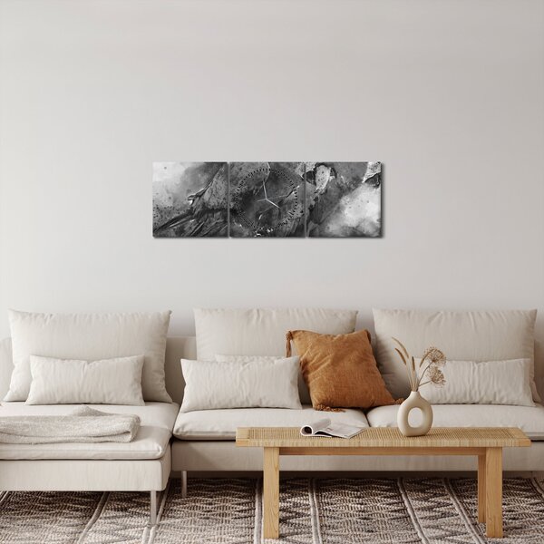 Obraz - Akvareloví papagáje (s hodinami) (90x30 cm)