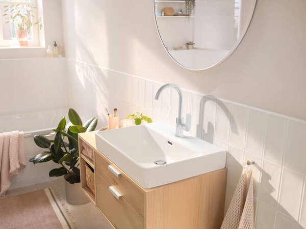 Hansgrohe Rebris S - Páková umývadlová batéria 210 s otočným výtokom a odtokovou súpravou s tiahlom, chróm 72536000
