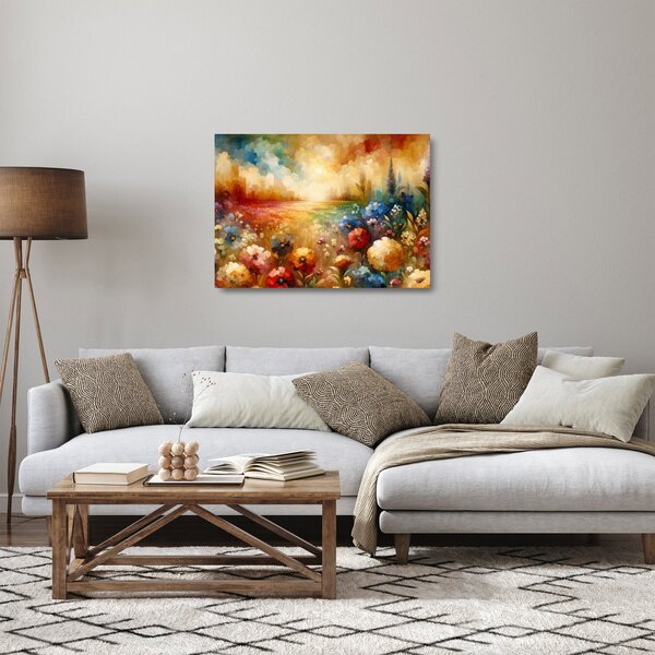 Sklenený obraz - Pestrofarebná lúka (70x50 cm)