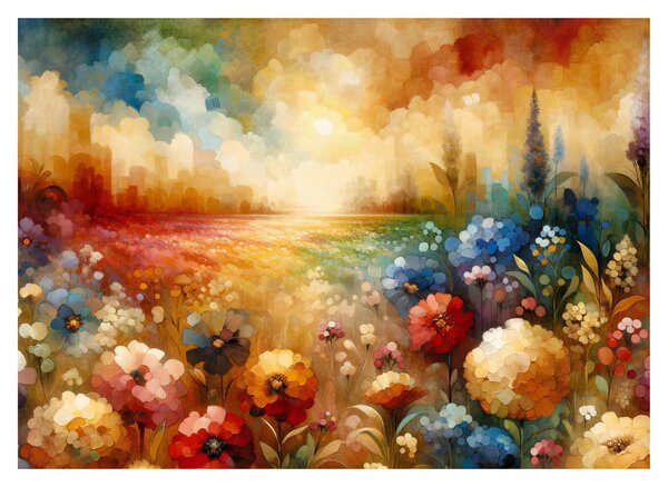 Sklenený obraz - Pestrofarebná lúka (70x50 cm)
