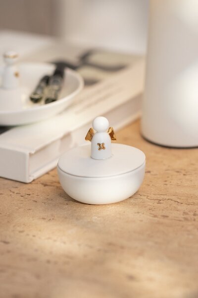 Porcelánová úložná dózička Angel