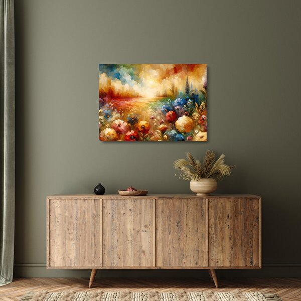 Sklenený obraz - Pestrofarebná lúka (70x50 cm)