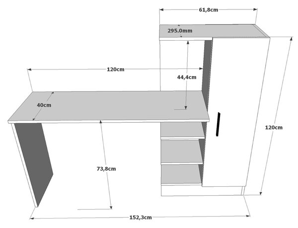 Hanah Home Písací stôl Tele 152,3 cm hnedý/čierny