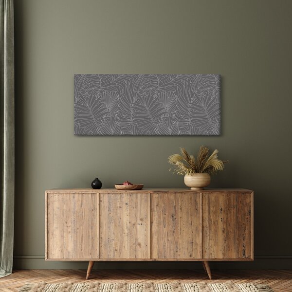 Obraz - Šedé palmové listy (120x50 cm)