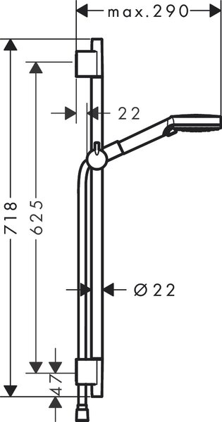 Hansgrohe Vernis Blend - Sprchová súprava Vario EcoSmart so sprchovou tyčou S Puro 65 cm, matná čierna 26423670