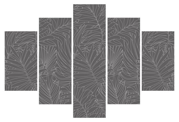 Obraz - Šedé palmové listy (150x105 cm)