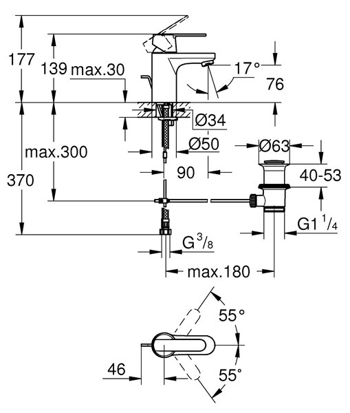 GROHE Get - Páková umývadlová batéria, chróm 32883000