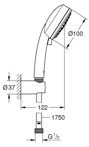 GROHE Vitalio Comfort 100 - Sprchový set s držiakom s 3 prúdmi, chróm 26176000