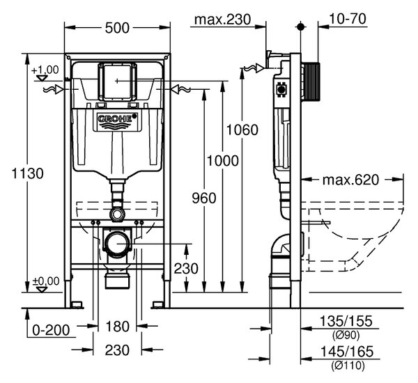 GROHE Rapid SL - Modul pre závesné WC, stavebná výška 1,13 m 38536001