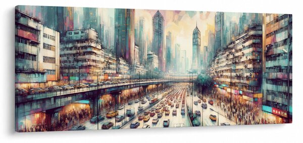 Obraz - Život veľkomesta (120x50 cm)