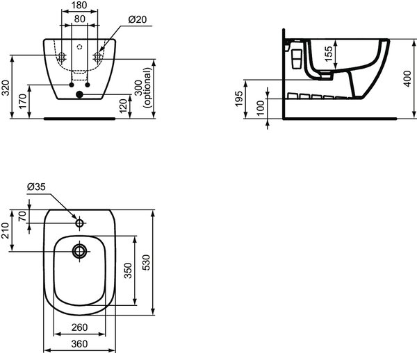 Ideal Standard Tesi - Závesný bidet, biela T457001
