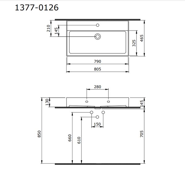 BOCCHI Milano - Umývadlo 805x465 mm, s prepadom, biela lesklá