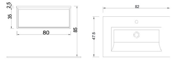 BOCCHI Milano - Skrinka pod umývadlo, 820x475 mm, biela lesklá