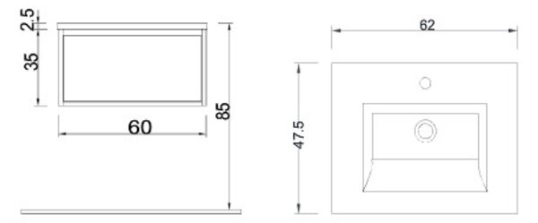 BOCCHI Milano - Skrinka pod umývadlo, 620x475 mm, biela lesklá
