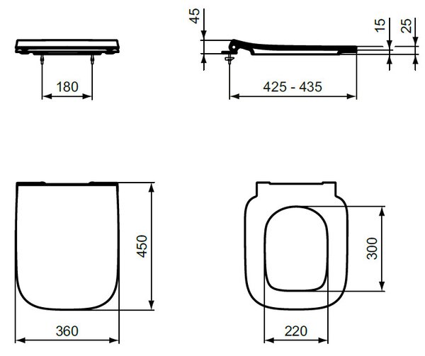 Ideal Standard i.life B - Závesné WC, RimLS+ + sedátko ultra ploché Soft Close, biela