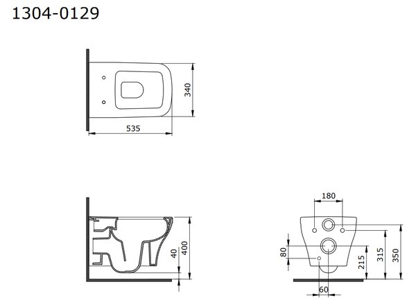 BOCCHI Firenze - WC závesné 535x340 mm, rimless + sedátko slim Soft Close - SET, biela lesklá
