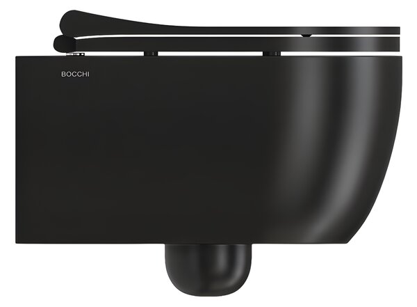 BOCCHI V-Tondo - WC závesné 545x360 mm, Rimless + sedátko slim, Soft Close - SET, čierna matná