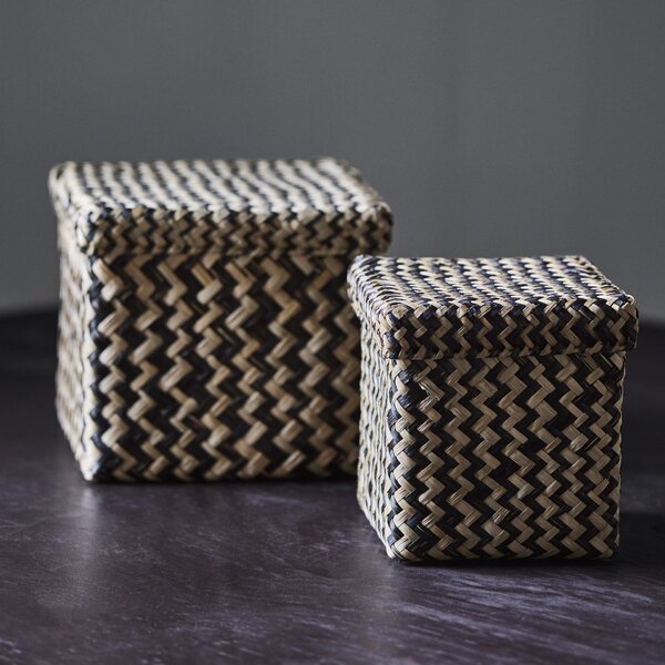 Úložný box Ollie Black Nature Square – set 2 ks