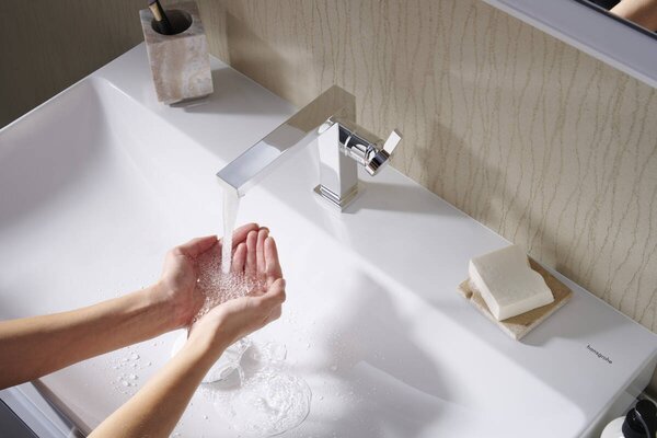 Hansgrohe Tecturis E - Páková umývadlová batéria 110 Fine CoolStart EcoSmart+ s odtokovou garnitúrou Push-Open, chróm 73020000
