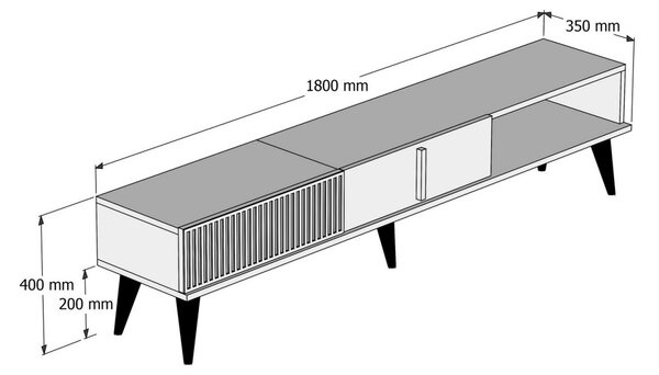 Hanah Home TV stolík Milan 180 cm orech/čierny mramor