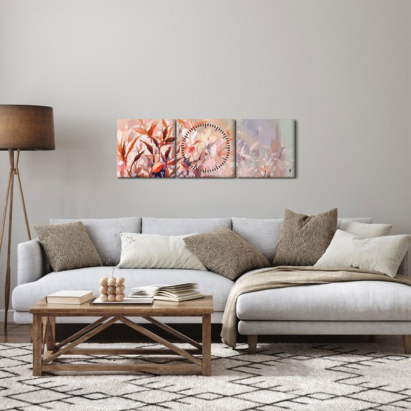Obraz - Maľba pastelová jeseň (s hodinami) (90x30 cm)