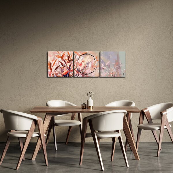Obraz - Maľba pastelová jeseň (s hodinami) (90x30 cm)