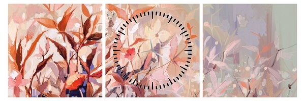 Obraz - Maľba pastelová jeseň (s hodinami) (90x30 cm)