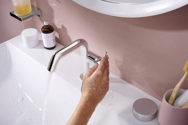 Hansgrohe Tecturis S - Páková umývadlová batéria 110 Fine CoolStart EcoSmart+ s odtokovou súpravou, chróm 73320000