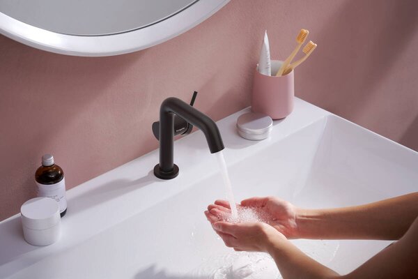 Hansgrohe Tecturis S - Páková umývadlová batéria 110 Fine CoolStart EcoSmart+ bez odtokovej súpravy, čierna matná 73321670