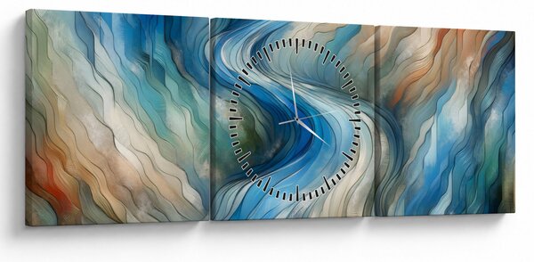 Obraz - Abstraktný prúd (s hodinami) (90x30 cm)