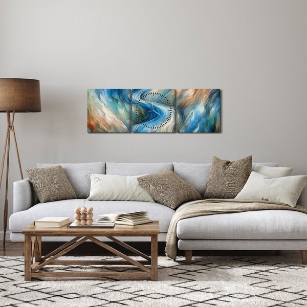 Obraz - Abstraktný prúd (s hodinami) (90x30 cm)