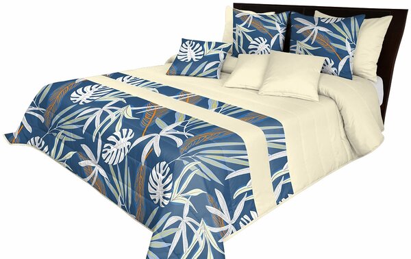 Elegantné prehozy na posteľ s krásnym vzorom listov Modrá