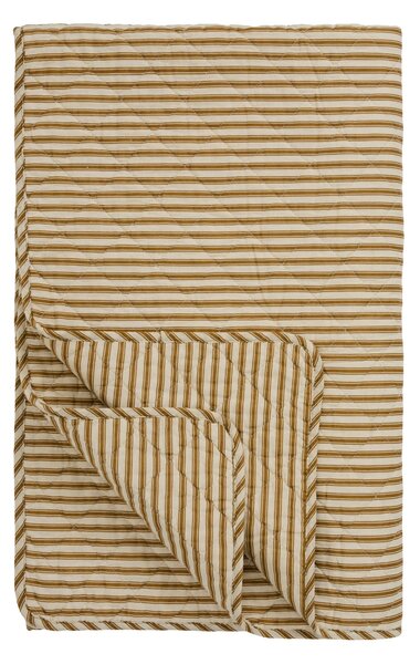 Prešívaný prehoz Sand / Ochre green stripes 130 × 180 cm