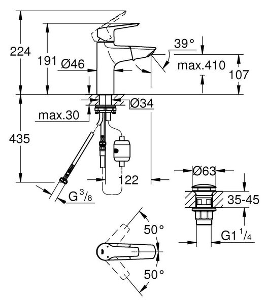 GROHE Start - Páková umývadlová batéria, veľkosť M, chróm 24205003