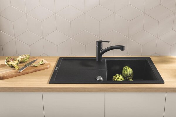 GROHE Start - Páková drezová batéria s výsuvnou sprchou, čierna matná 303072431