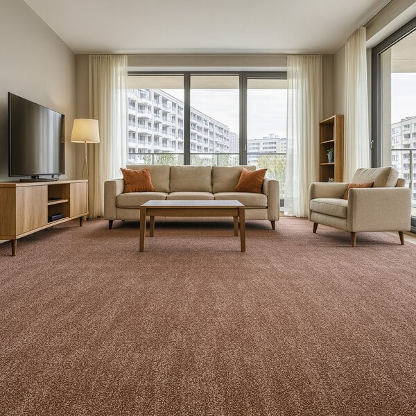 Spoltex, Metrážny koberec Leon 93244 Tm. Hnedý, na mieru, šíře 3m,4m, hnedá, filc, obývacia izba