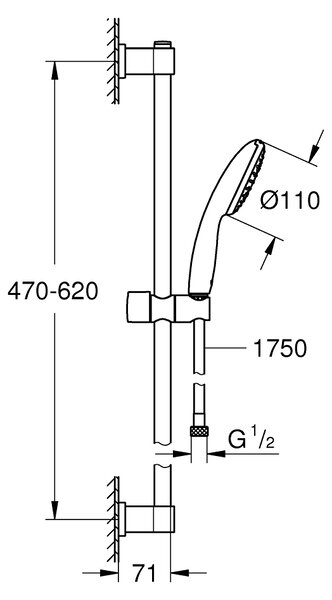 GROHE Vitalio Start 110 - Sprchová súprava s ručnou sprchou s 1 prúdom, chróm 27942001