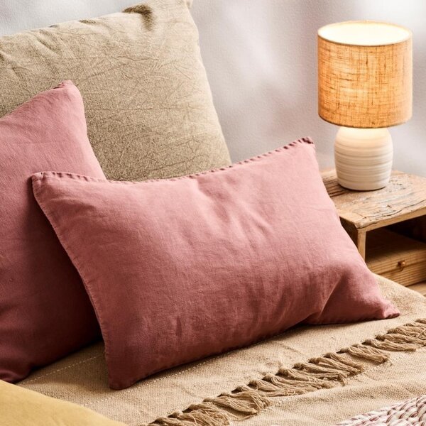 Ľanový obal na vankúš Dusty Plum 40 × 60 cm
