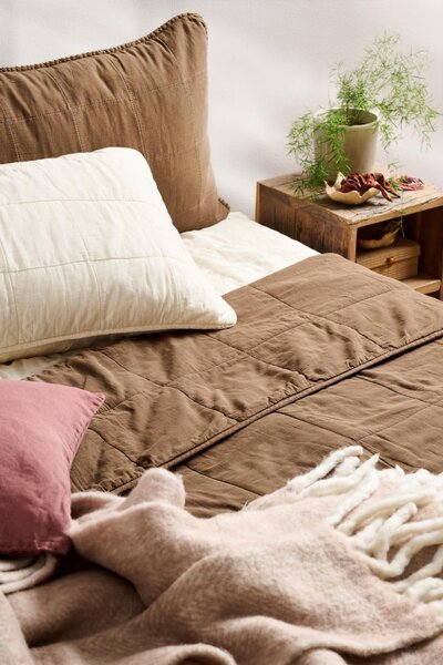 Ľanový obal na vankúš Dusty Plum 50 × 50 cm