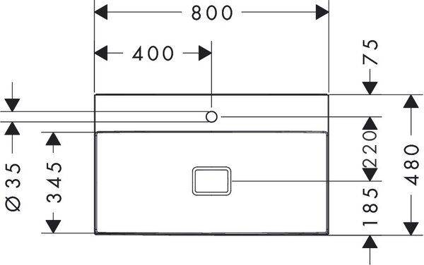 Hansgrohe Xevolos E - Umývadlo na stenu 800x480 mm bez prepadu, s otvorom pre batériu, biela 61096450