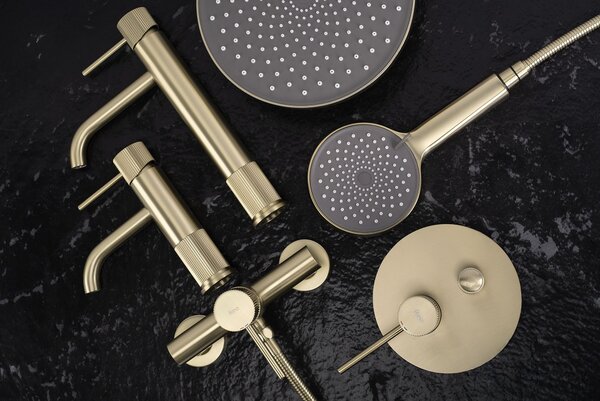 Kúpeľňová batéria Rea Lungo Stripe Brush Gold