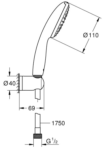 GROHE Vitalio Start 110 - Sprchový set s držiakom s 1 prúdom, chróm 27944001